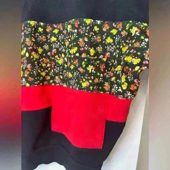 Zara Womens Black Red Floral Preppy Prep Pull Over Scoop Neck Sweater Small - Picture 4 of 7